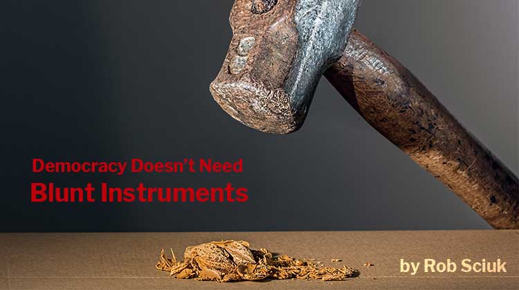 Democracy Doesn't Need Blunt Instruments by Rob Sciuk
